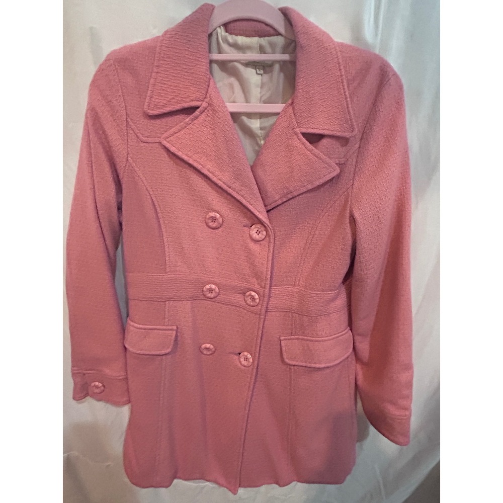 SASHIMI‎ Pink Double Breasted Tweed Collar Coat Size L